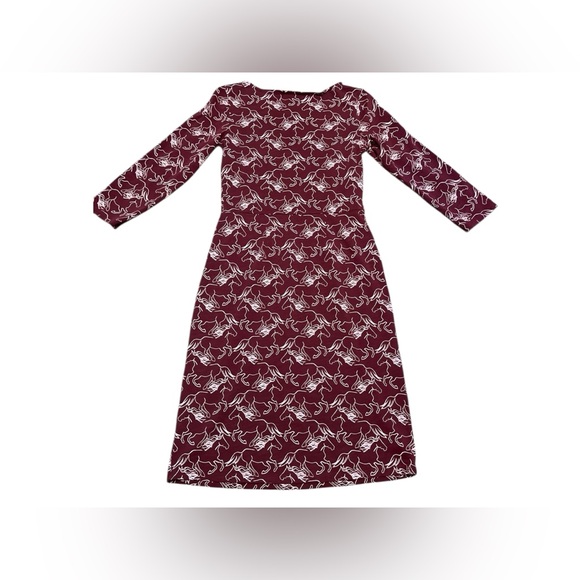 Boden Penny Dress Wild Horse Print Sheath Pencil Knee Length 3/4 Sleeve Red 6R - Picture 12 of 12